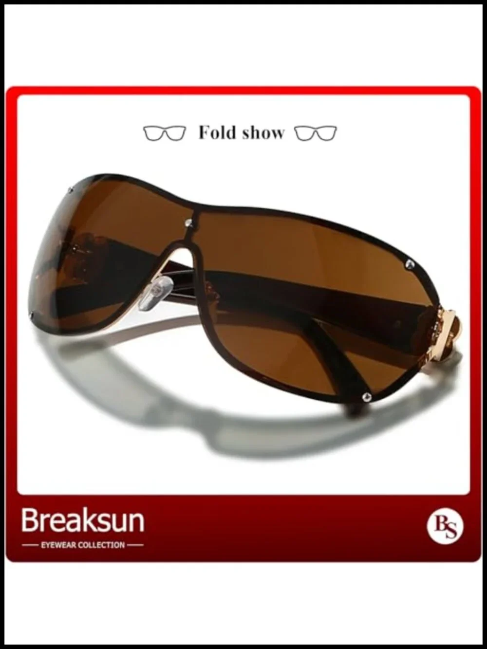 Oversized Y2K Shield Sunglasses with Rhinestone Camellia Motif UV400 Protection